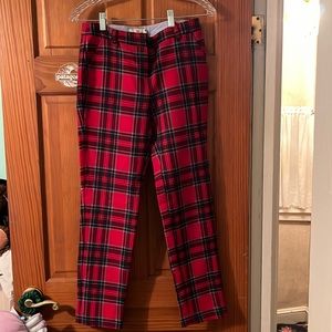 NWT vineyard vines red straight leg plaid pants size 0